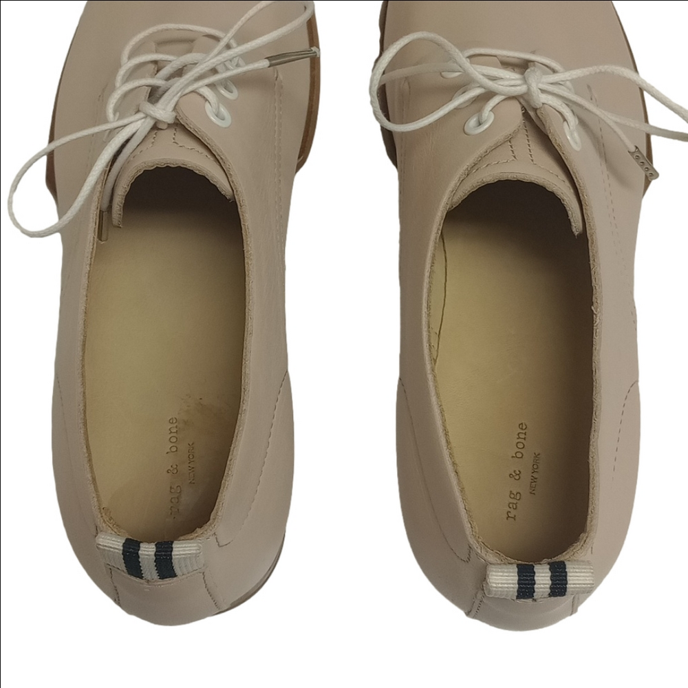 RAG & BONE "AUDREY" PINK LEATHER OXFORDS SHOES - Picture 8 of 12